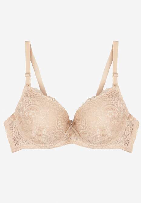 Sutien Bej Deschis Cu Dantelă Full Cup Cu Bretele Reglabile Zeraris