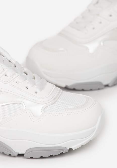 Białe Sneakersy z Metalicznymi Wstawkami na Grubej Podeszwie Tahara 5