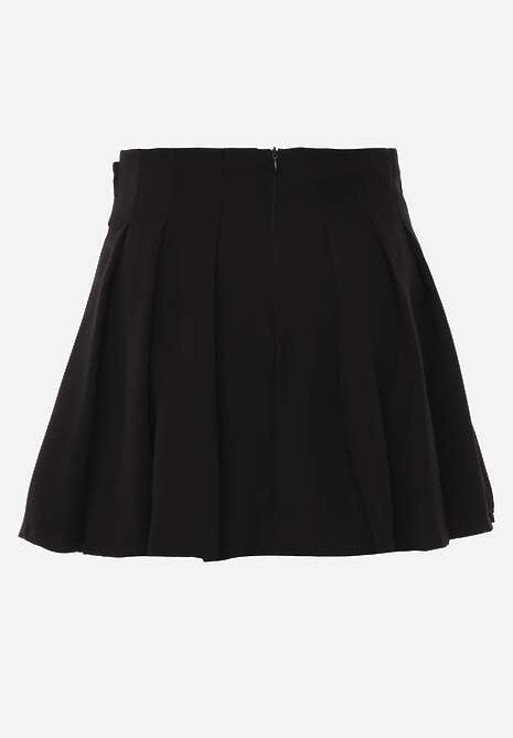 Czarna Kopertowa Spódnica Mini w Stylu Cargo z Paskami Eire 7