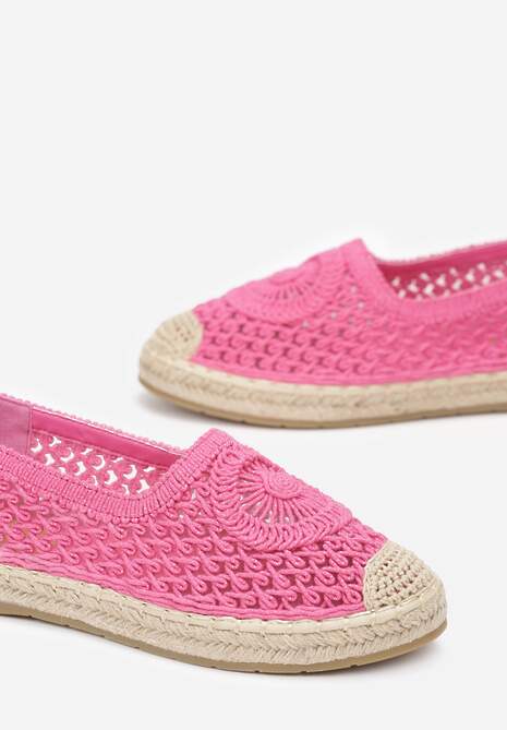 Fuksjowe Espadryle na Plecionej Podeszwie z Ażurową Cholewką przed Kostkę Olloh 5