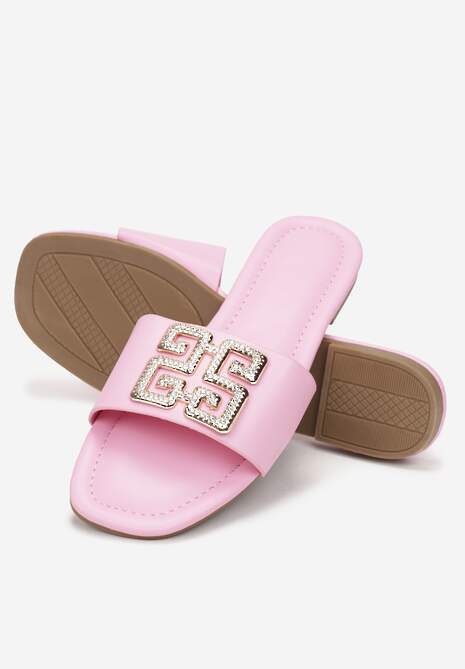Papuci fucsia Helenthea cu decor metalic cu zirconiu 4