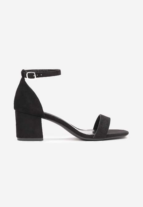 Sandale elegante negre cu toc gros și vârf rotund Jesschris 4