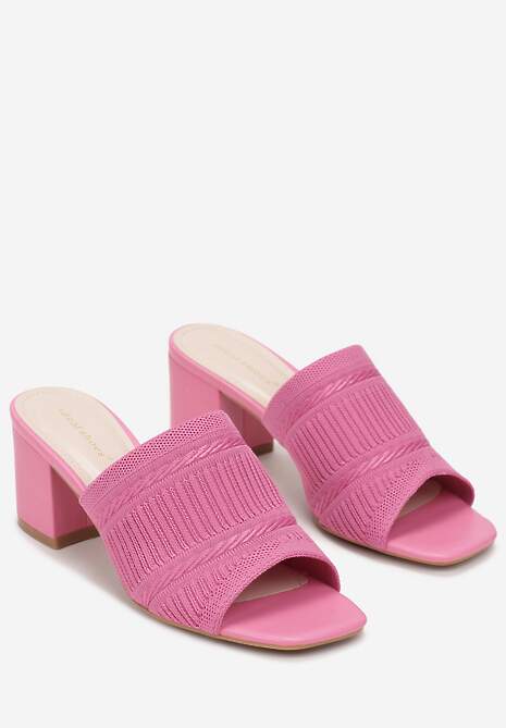 Fucsia Papuci cu Toc Scurt și Bareta Lată cu Vârful Deschis Katheryn 4