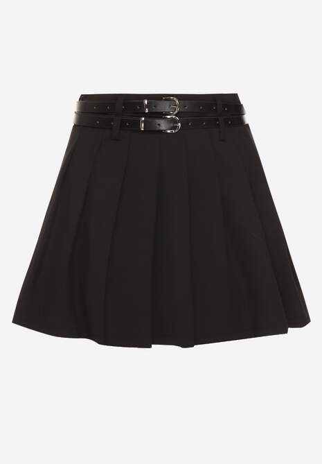 Fustă Neagră din Bumbac cu Bretele cu Cataramă Bayla 6