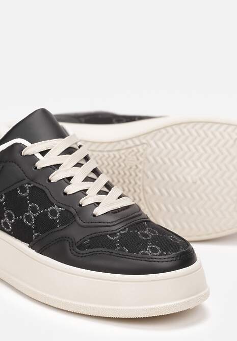 Czarne Sneakersy Sznurowane na Grubej Podeszwie Valua 5