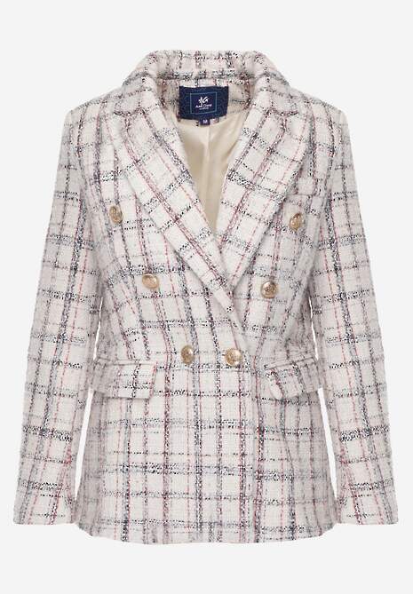 Jachetă Albă cu Două Rânduri de Nasturi cu Fir Strălucitor și Epoleți Elilona 6