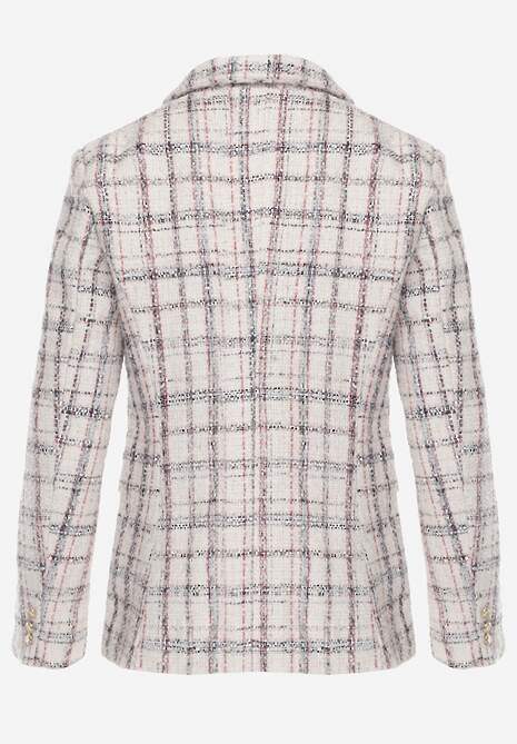 Jachetă Albă cu Două Rânduri de Nasturi cu Fir Strălucitor și Epoleți Elilona 7