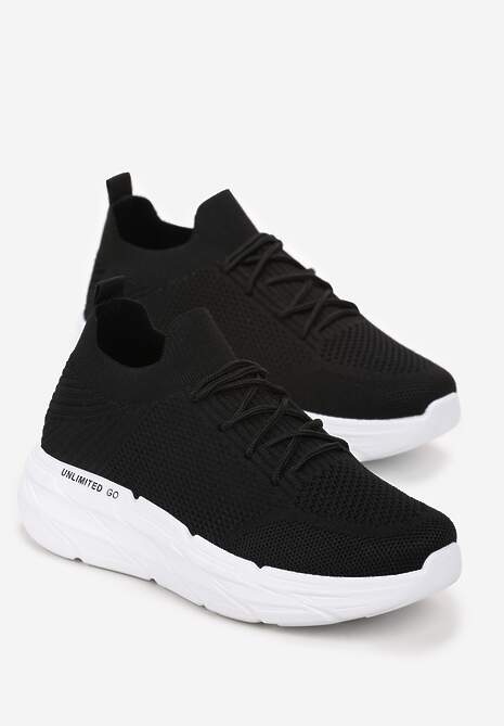 Czarne Wsuwane Sneakersy z Elastyczną Cholewką i Ozdobnym Wiązaniem Danata 4