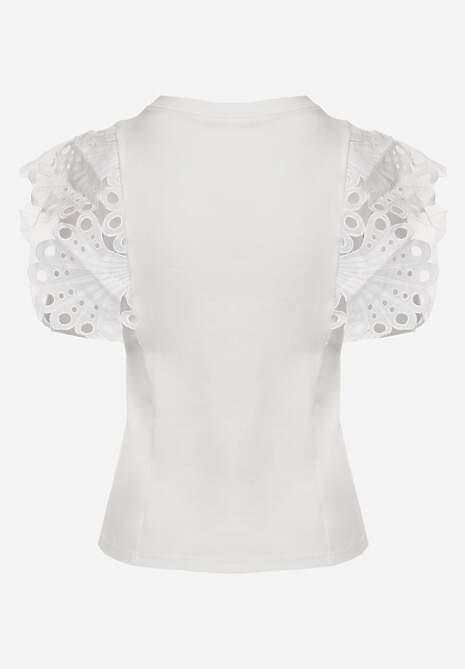 Biały Top z Bawełny z Ozdobną Koronką  Adexis 7