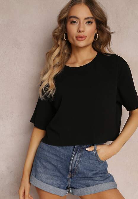 Tricou Negru Cropped Oversize Brighta 4