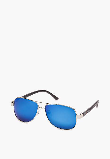 Niebieskie Okulary Przeciwsłoneczne Pilotki z Cienkimi Oprawkami Juliasa