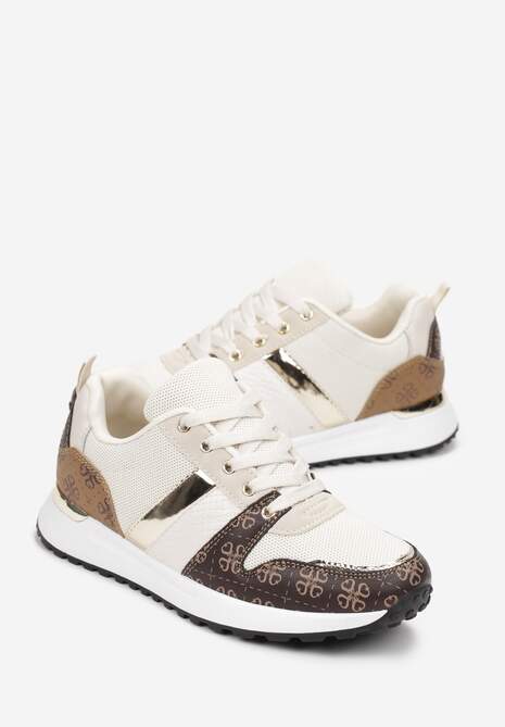 Sneakers Bej Imprimate Înalte Odenia cu Talpă Groasă 4