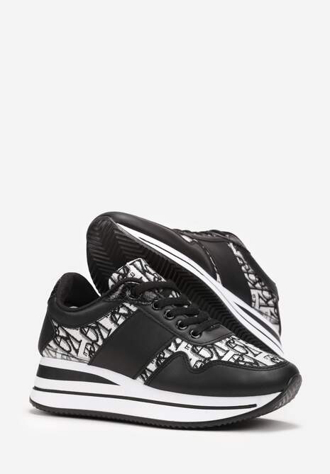 Sneakers Negri cu Șireturi pe Talpă Groasă până la Gleznă Tiala 4
