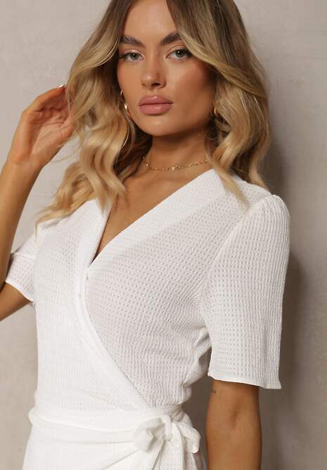 Rochie albă tip creion cu închidere înfășurată Swettia 5