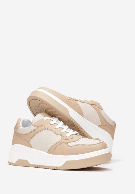 Sneakers Bej Închis cu Șireturi pe Talpă Groasă Ainne 4