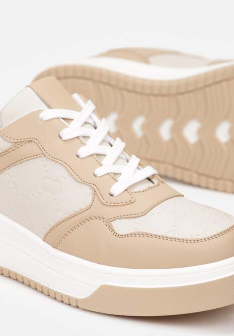 Sneakers Bej Închis cu Șireturi pe Talpă Groasă Ainne 5