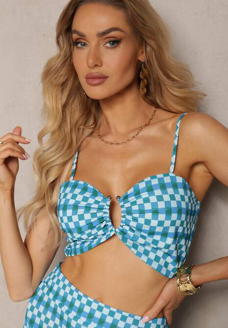 Bleumarin Compleu din 2 Piese Fusta Clopot cu Elastic in Talie si Top Scurt Janai 5
