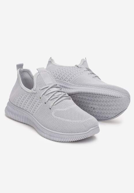 Szare Płaskie Buty Sportowe Wsuwane z Dodatkowym Sznurowaniem Alectonia 4