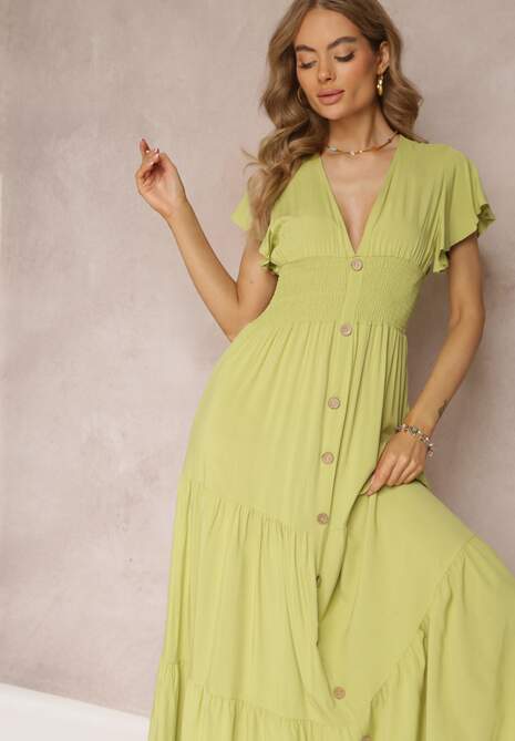 Rochie verde deschis din viscoză Lobsy 4