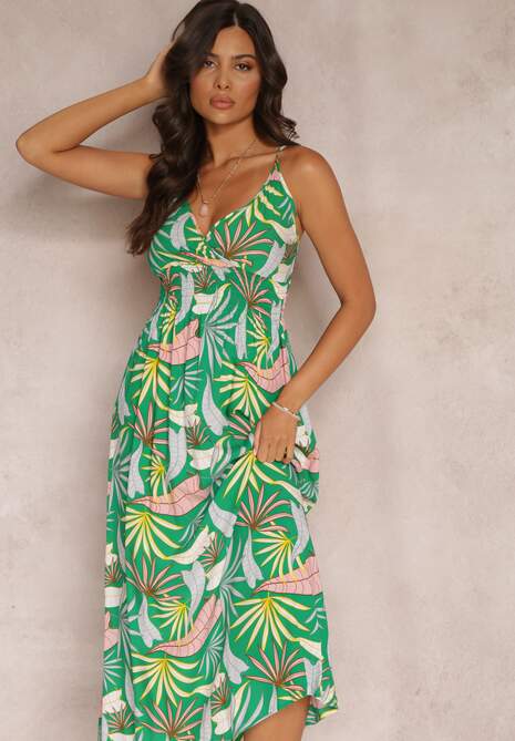 Rochie Verde Clos cu Bretele cu Elastic in Talie Laverni 4
