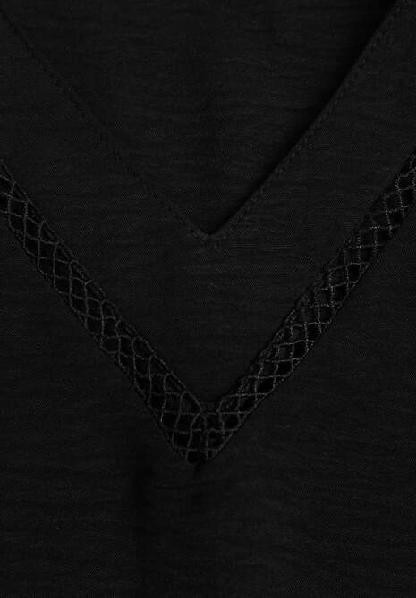 Bluză Neagră Extensibilă cu Mâneci Scurte și Benzi Ajurate Zaylor 6