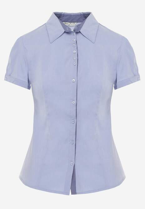 Jasnoniebieska Gładka Koszula z Krótkimi Rękawami i Kołnierzem Hollitta 6