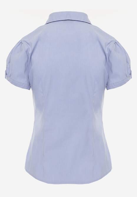 Jasnoniebieska Gładka Koszula z Krótkimi Rękawami i Kołnierzem Hollitta 7