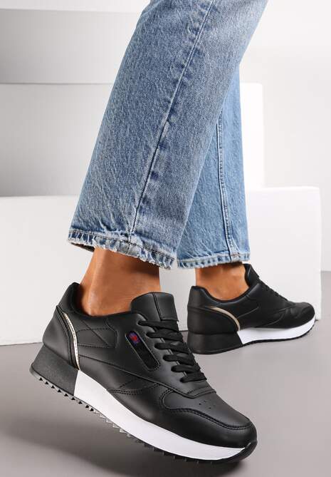 Sneakerși Negri până la Gleznă cu Talpă Groasă Caitlina