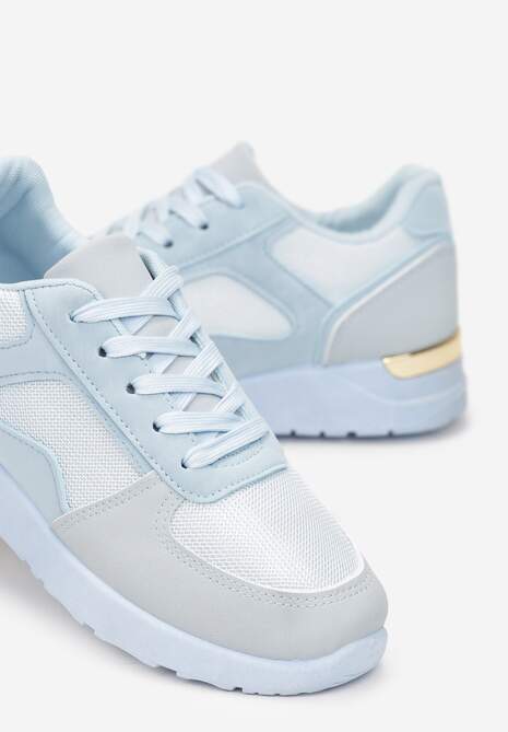 Niebieskie Sneakersy na Grubej Podeszwie z Metaliczną Wstawką Leesa 5