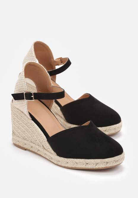 Sandale Negre Espadrile pe Platformă cu Împletitură Anaplia 4
