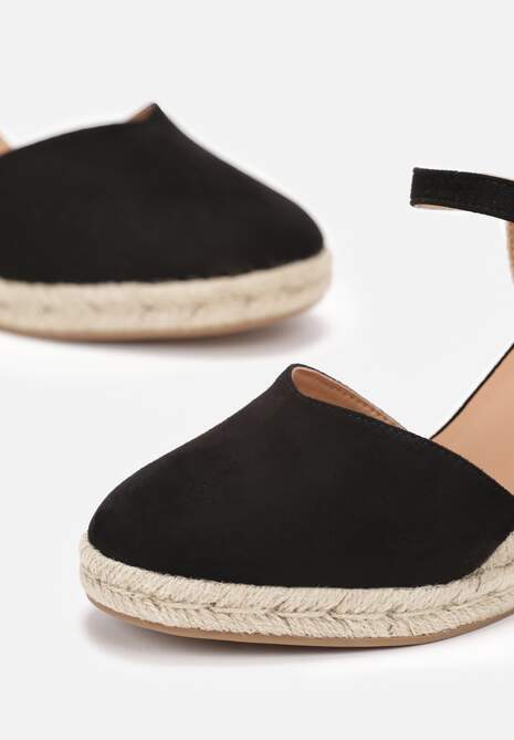 Sandale Negre Espadrile pe Platformă cu Împletitură Anaplia 5