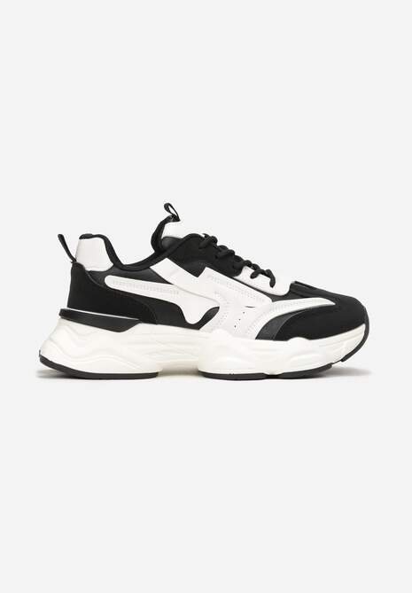Czarne Sznurowane Sneakersy na Grubej Podeszwie przed Kostkę Calderia 4