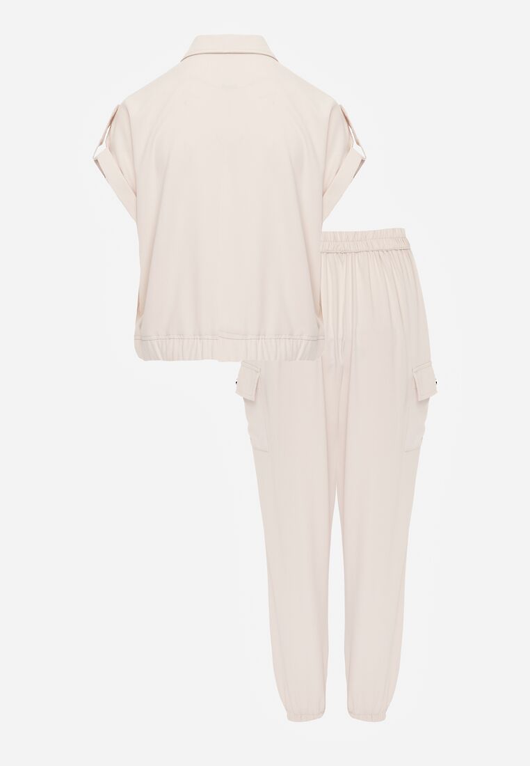 Beżowy 2-częściowy Komplet z Bluzką i Spodniami Ezrala 7
