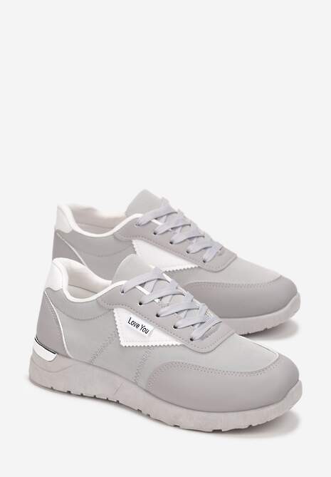 Szare Sznurowane Buty Sportowe do Kostki na Płaskiej Podeszwie Xitla 4