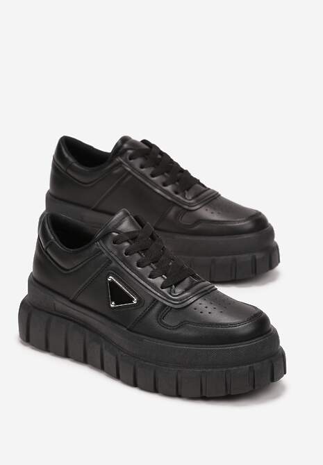 Czarne Sneakersy przed Kostkę z Perforacją i Przeszyciami Kodima 4