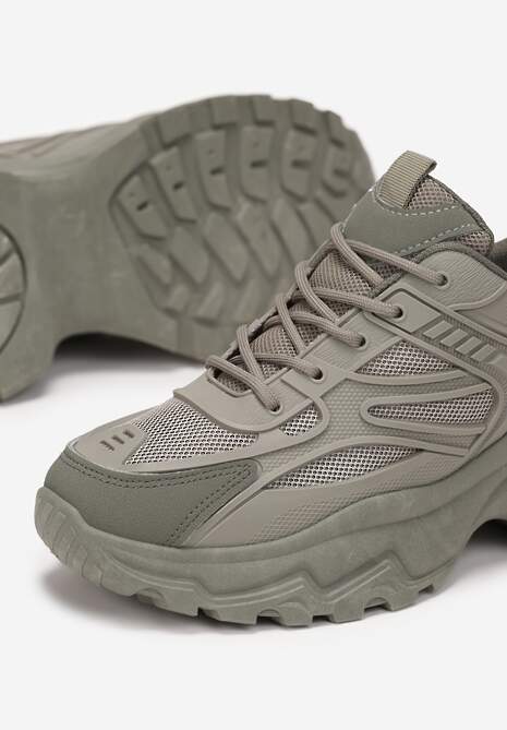 Zielone Sneakersy przed Kostkę na Grubej Podeszwie Maneh 5