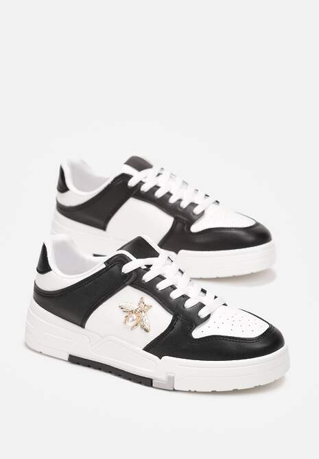 Sneakers Negri cu Brosă cu Perlă în Formă de Insectă Zuriana 4