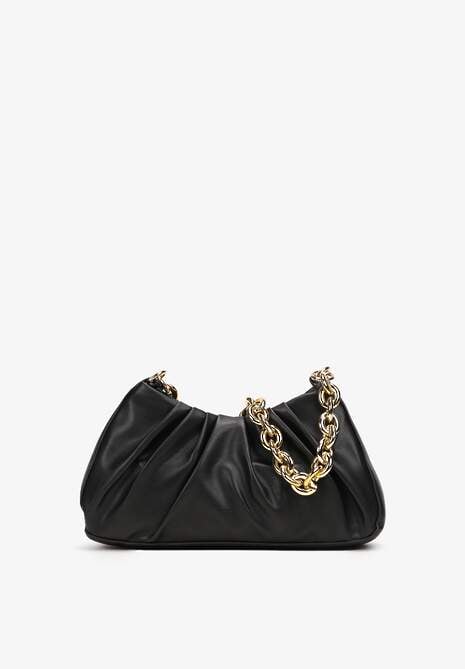 Czarna Torebka Shopper z Rączką z Łańcucha Edezi