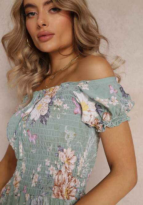 Rochie Maxi Verde Deschis cu Decolteu Ornat și Bretele Subțiri Nesaina 5