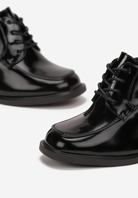 Botine Negre din Piele Eco Lăcuită cu Toc Jenze 5