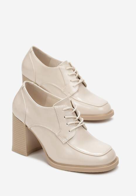 Pantofi bej Jenze cu toc bloc 4