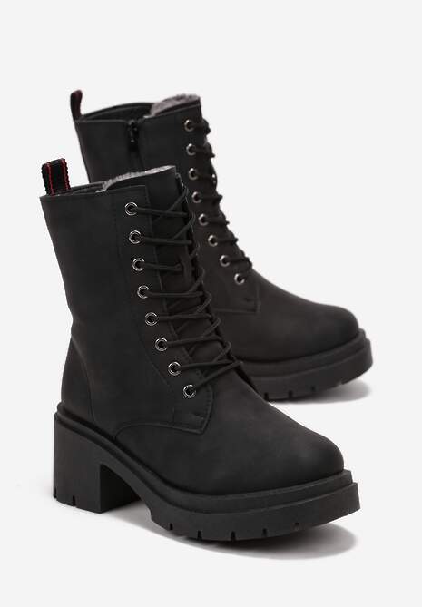 Botine negre stil Chelsea cu platformă și inserție elastică Adelaine 4