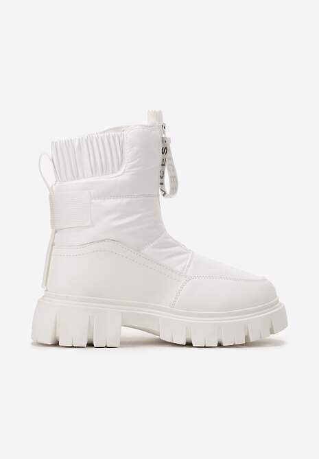 Białe Śniegowce z Pikowaną Cholewką i Suwakiem Desmoria 4