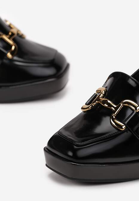 Negru Lac Botine Toc Bloc Daino 5