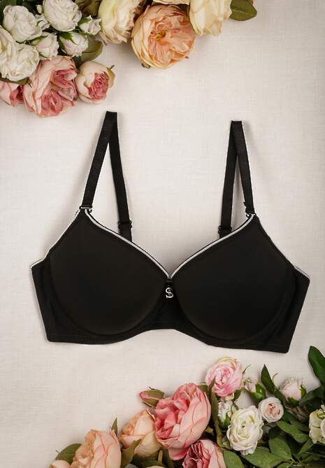 Sutien Push Up Negru cu Decorațiune Kisaia
