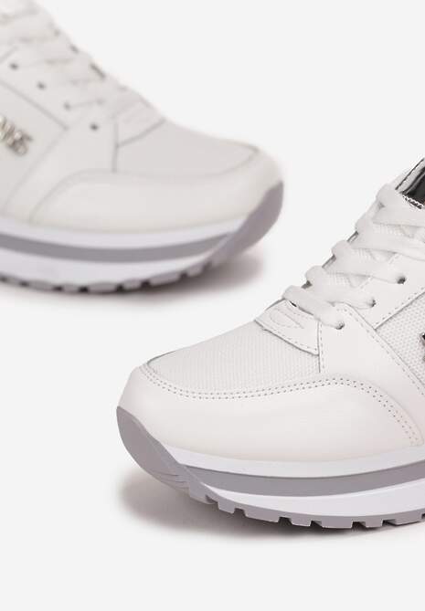 Sneakerși Sclipicioși Albi cu Talpă Înaltă Jariana 5