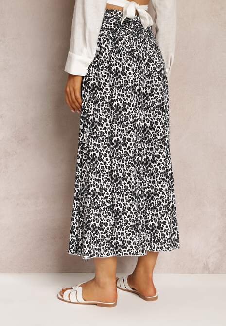 Pantaloni Gri Largi 7/8 cu Imprimeu Animal Print Rhin 5
