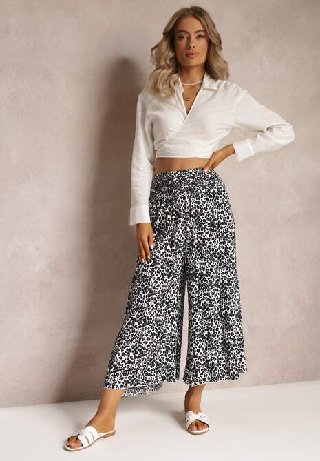 Pantaloni Gri Largi 7/8 cu Imprimeu Animal Print Rhin 4