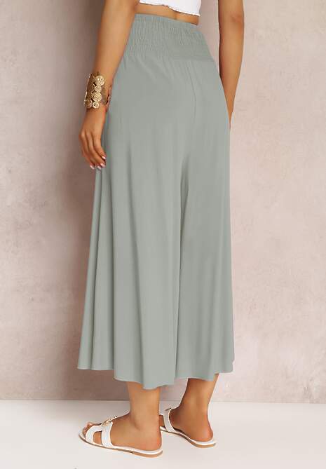 Pantaloni largi verde deschis talie înaltă lungime 7/8 Rathi 4