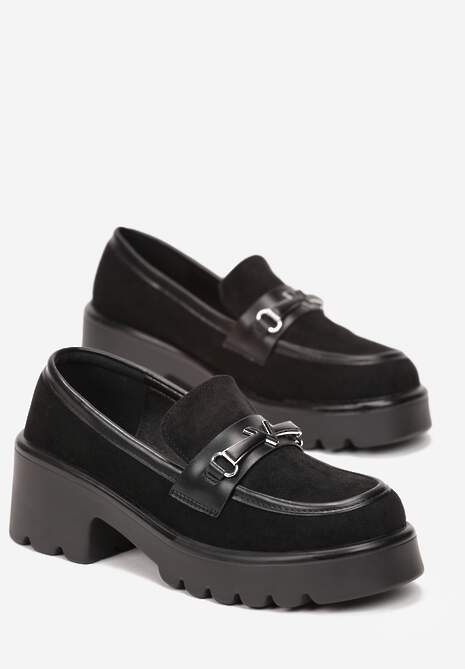 Mocasini Negri Slip-On cu Aplicație Metalică pe Talpă Groasă Breez 4